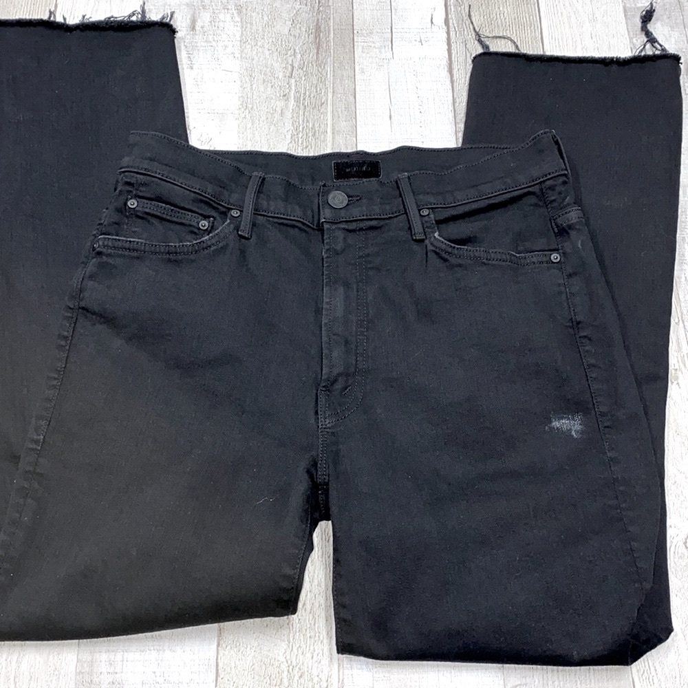 Mother jeans insider crop fray not guilty black size 30